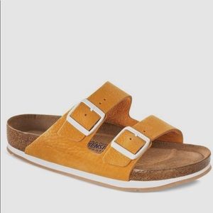 Birkenstock Arizona SFB Orange Nubuck, size 39